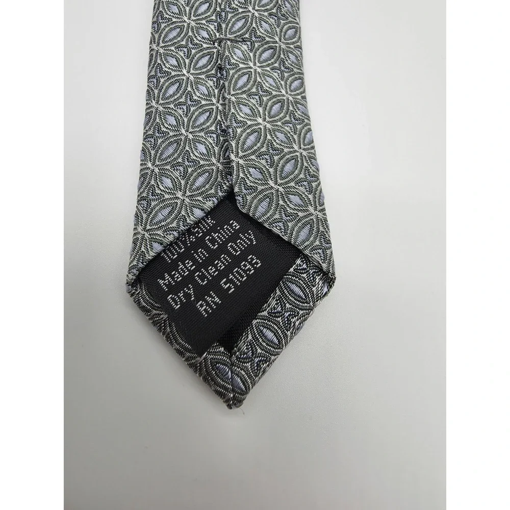 Haggar Blue Green Geometric Silk Men's Tie Necktie 58